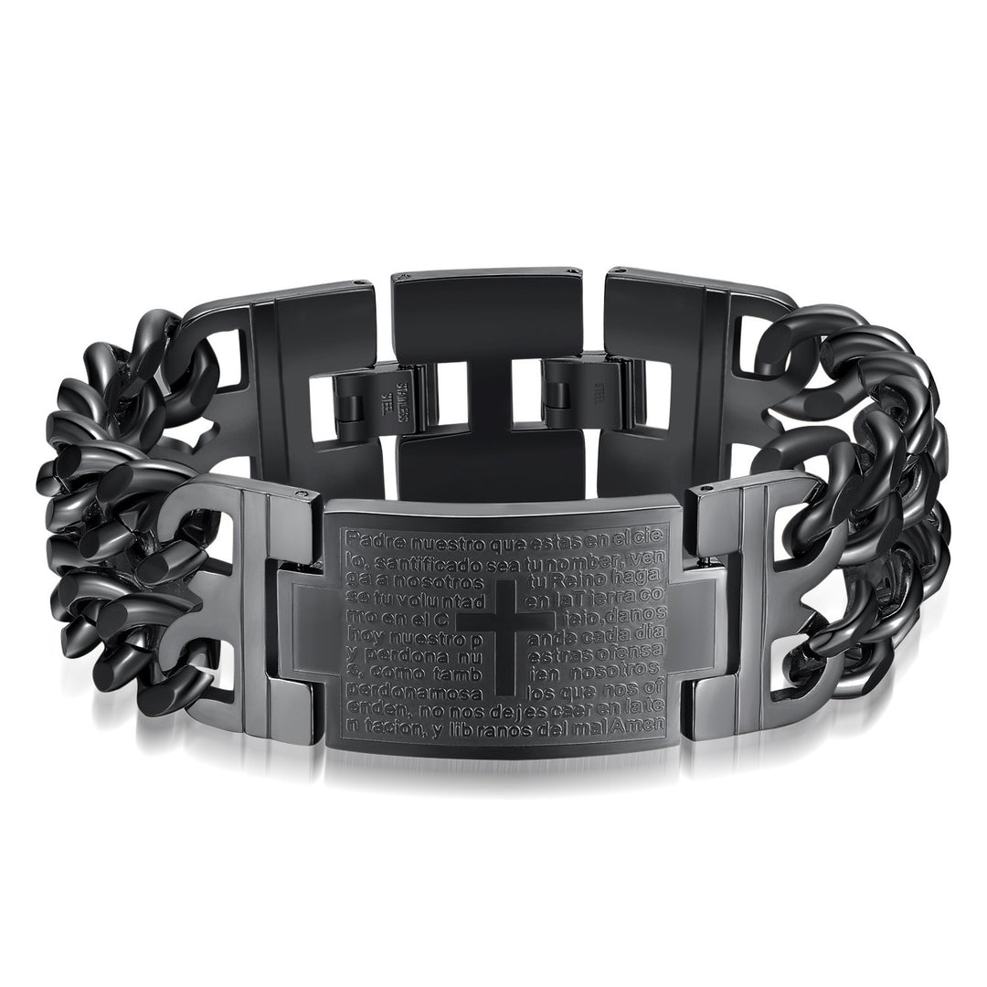 Cross Double Row Cuban Bracelet For Men