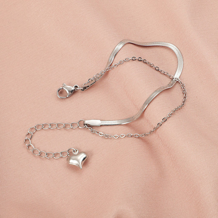 Simple Double-layer Bracelet Trendy Love Pendant Stainless Steel