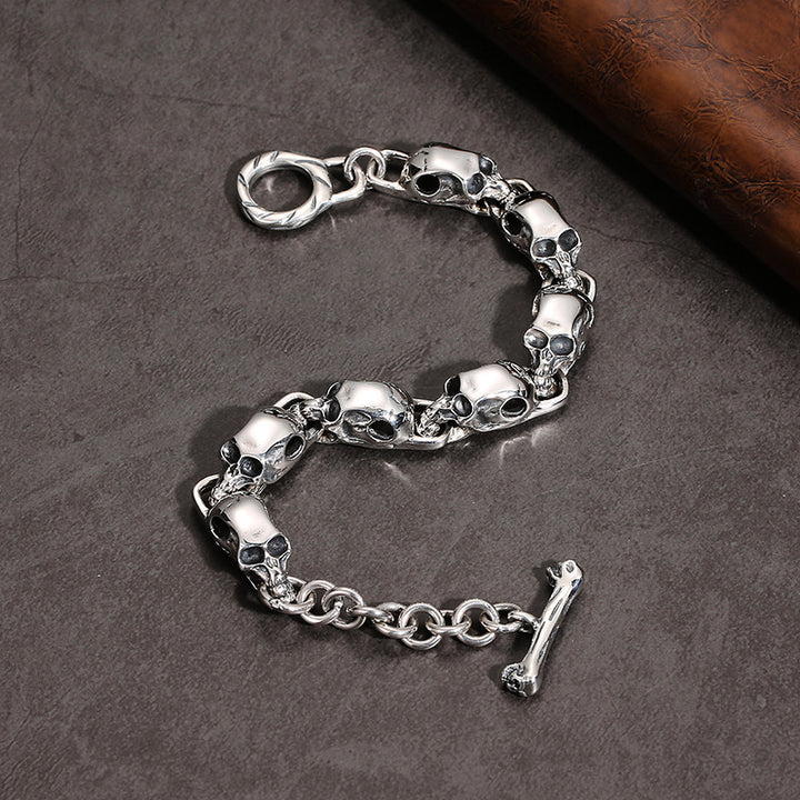 S925 Sterling Silver Punk Skull Bracelet