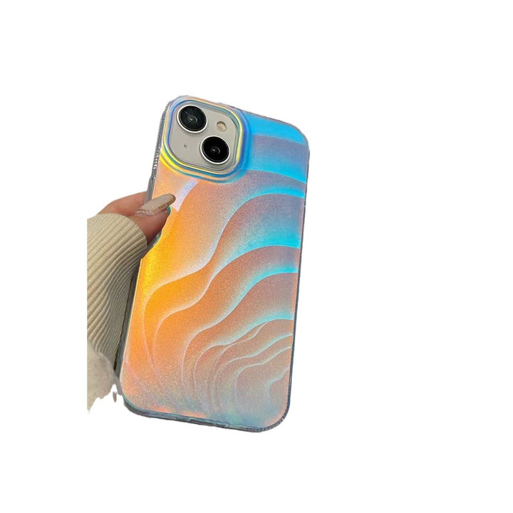 Three-dimensional Wave Laser Phone Case Aurora Discoloration