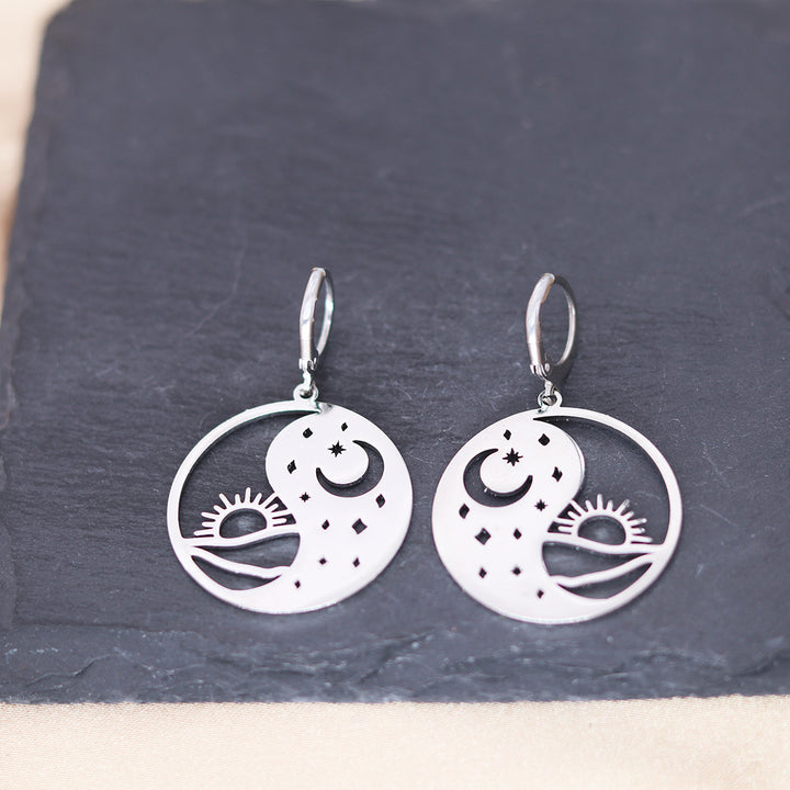 Bagua Yin Yang Tai Chi Ring Earrings For Women