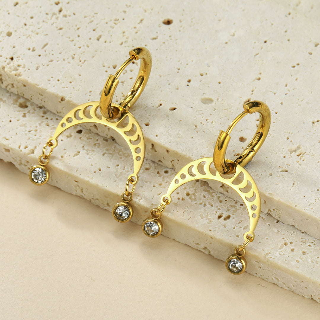 European And American Cut Geometric Curved Earrings