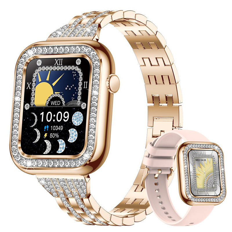 New Square Fashion Women Smart Wristwatch Diamond Impermeabil