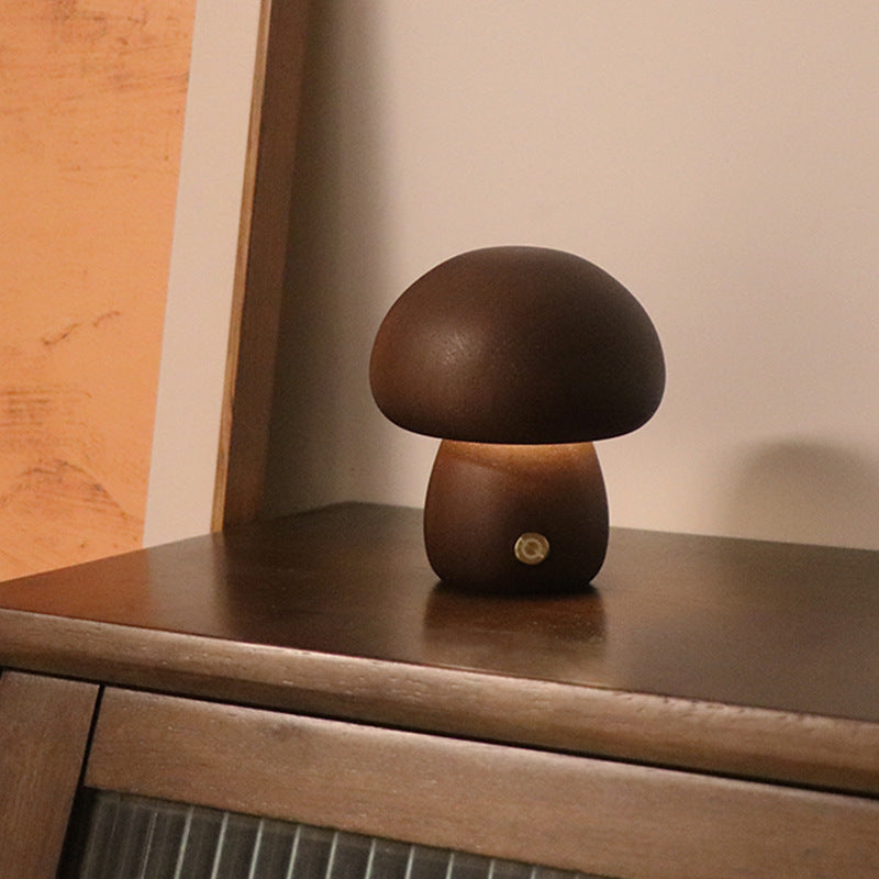 Ins Wooden Cute Mushroom LED Lumina de noapte cu comutator tactil lampă de noptieră pentru dormitor pentru copii camera pentru copii Lămpi de noapte decor acasă