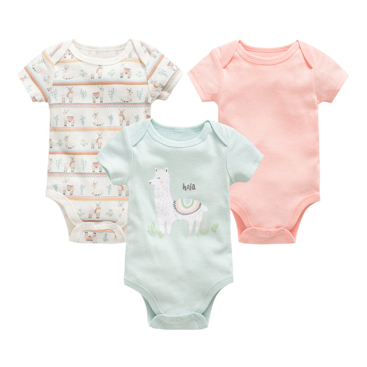 Baby onesies three-piece suit new cotton short-sleeved sweater baby clothes clothes