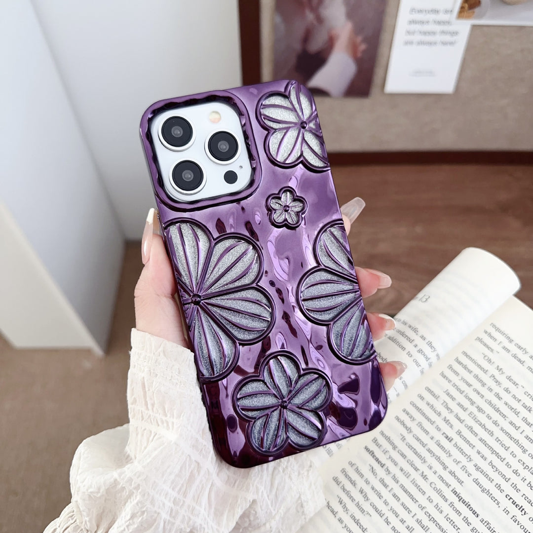 Electroplating Pleated Flower I Phone Case