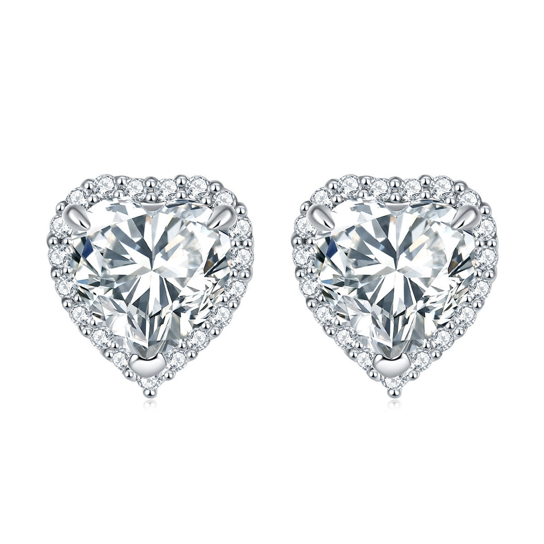 Women's Crown Heart-shaped Zircon 925 Sterling Silver Stud Earrings