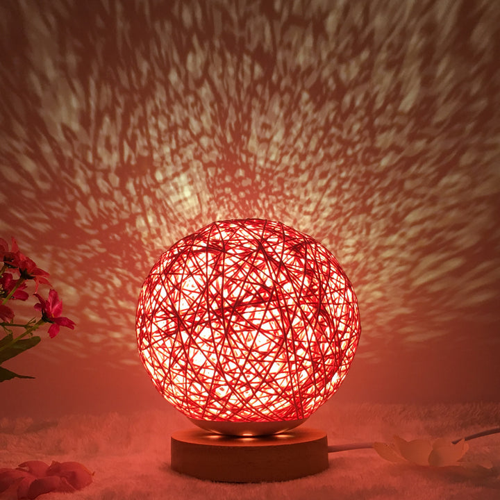 Amazon Hot Selling Linen Linen Lampa de masă roman și unic LED inteligent USB7 Color RGB16 Color Color Control Rattan Ball Lampa