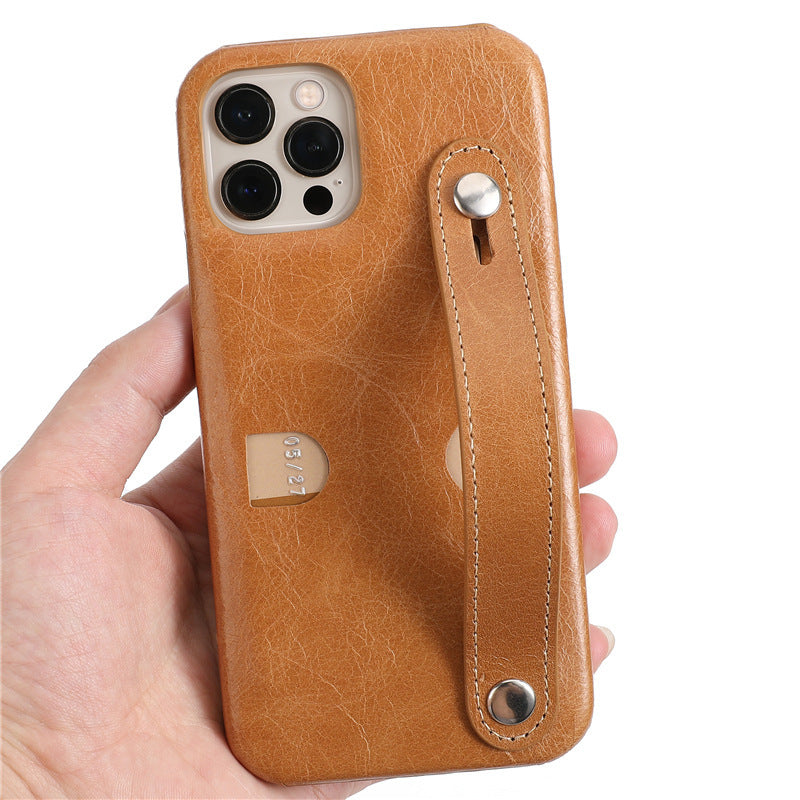 Leather Wrist Strap Card Holder Phone Case Cover