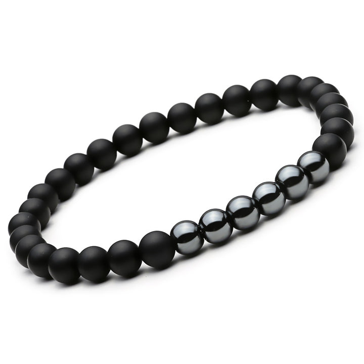 Mcllroy 2pc Brățară din piatră naturală Brățară cu margele Black Mantra Mantie Brățară Buddha Brățară pentru femei și bărbați pentru bărbați bijuterii Viking Bijoux