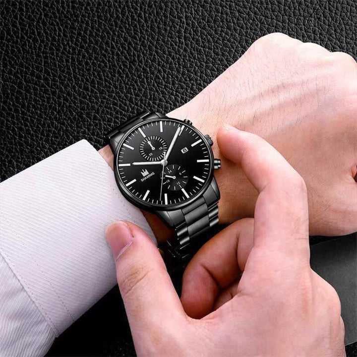 Fake Hree Eye Fashion Business Quartz Watch