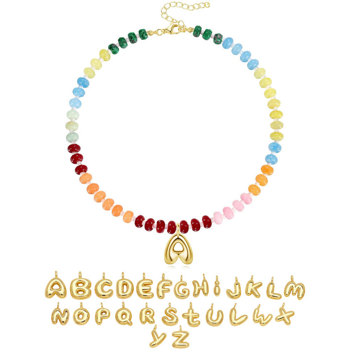 26 Pandantiv cu scrisoare cu bule colorat Abacus Beads Colier