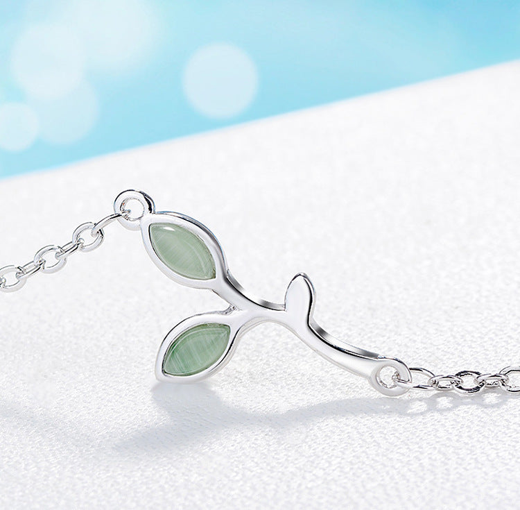 Green leaf opal bracelet