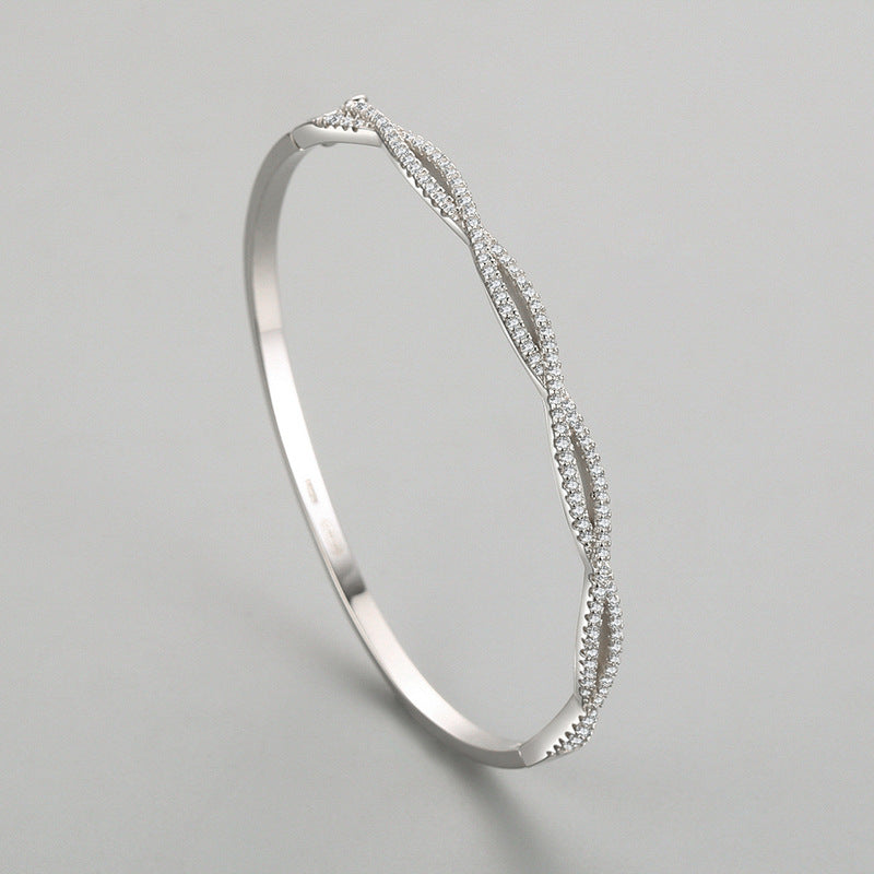 Women's Cross Wave Hollow S925 Silver Bracelet