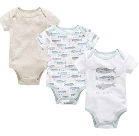 Baby onesies three-piece suit new cotton short-sleeved sweater baby clothes clothes