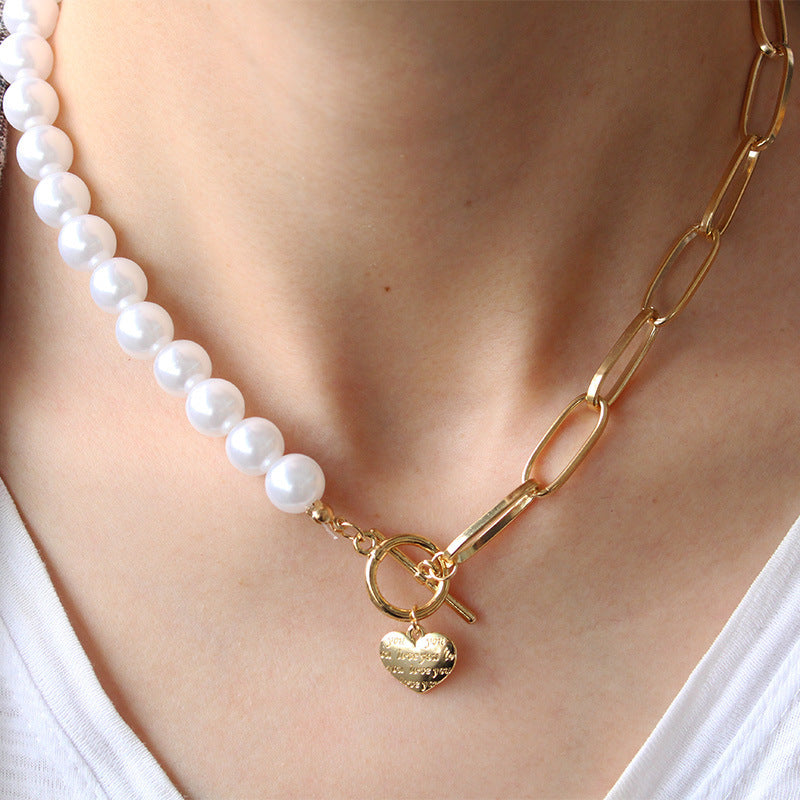 Pearl chain three-tier necklace