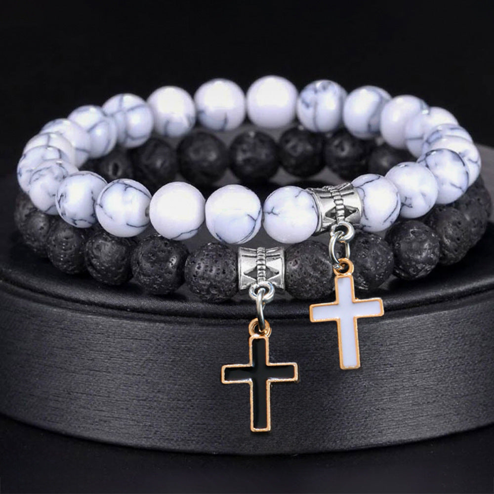 Fashion Personality Volcanic Rock Cross Bracelet