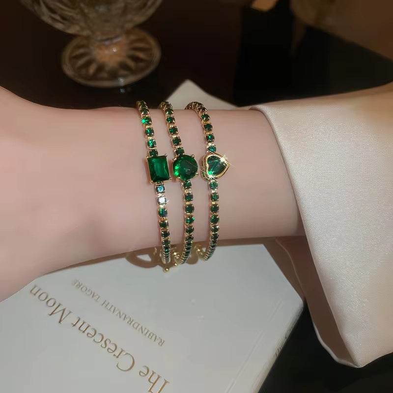 Fashion Jewelry Zircon Geometric Square Bracelet South Korea Fashion Elegant Heart Bracelet Internet Celebrity Light Luxury