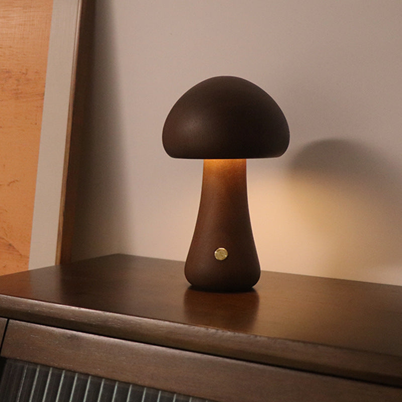 Ins Wooden Cute Mushroom LED Lumina de noapte cu comutator tactil lampă de noptieră pentru dormitor pentru copii camera pentru copii Lămpi de noapte decor acasă