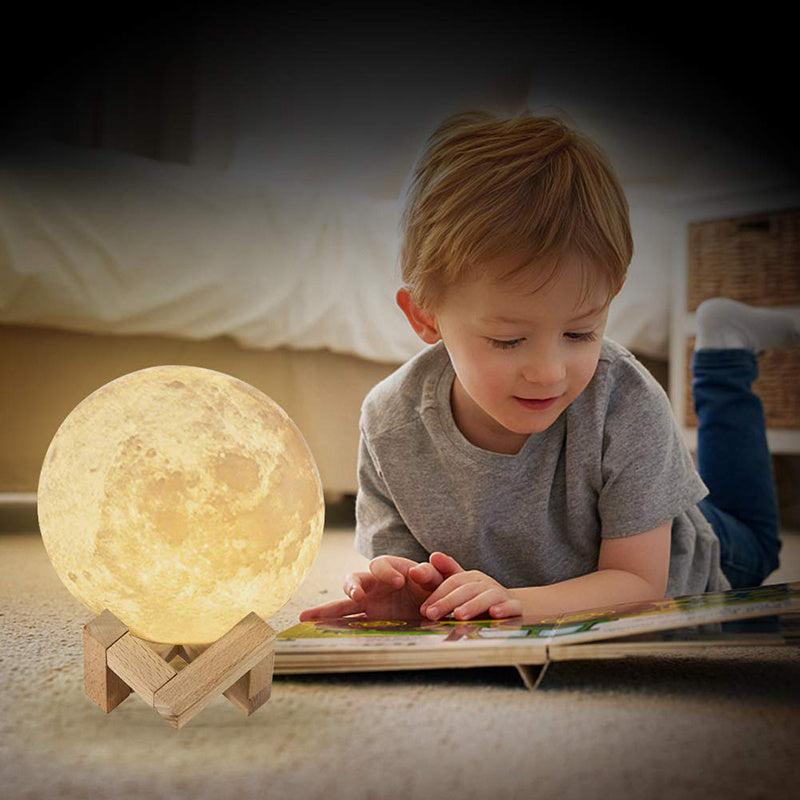 LED LUMINI NOAPTE LAMPĂ LUNĂ 3D Imprimare Lumină Moon Timizabilă Dimmable Reîncărcabil Noptie