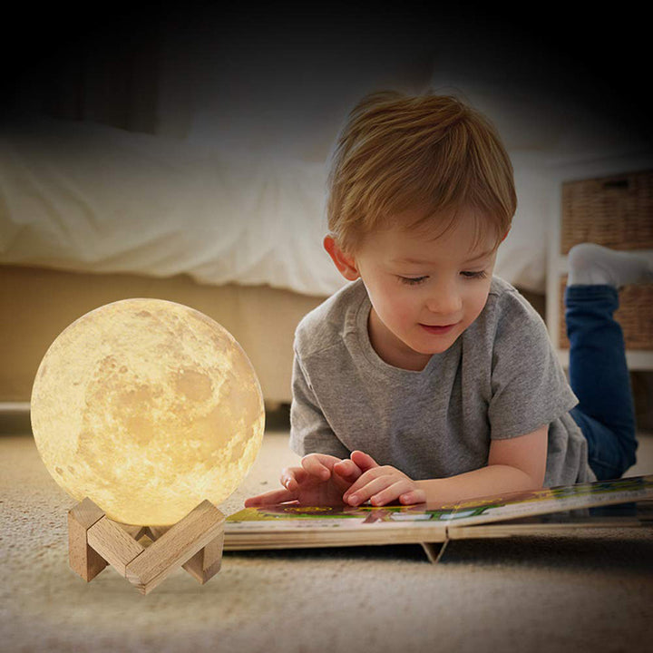 LED LUMINI NOAPTE LAMPĂ LUNĂ 3D Imprimare Lumină Moon Timizabilă Dimmable Reîncărcabil Noptie