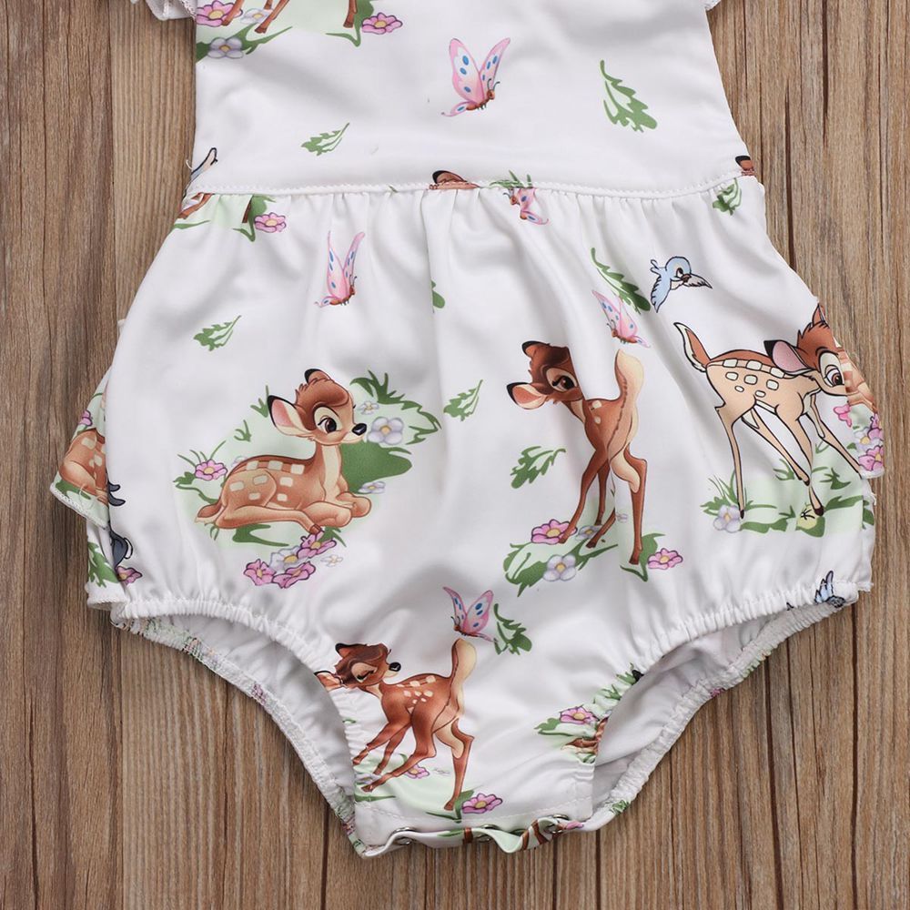 Foreign trade summer infant girl cartoon deer ha suit bow headwear two-piece