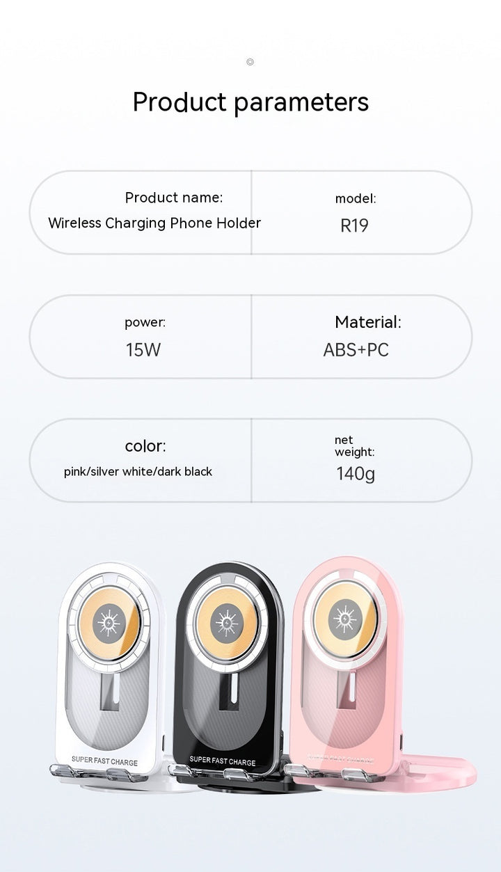 NOU MAGSAFE MAGSAFE MAGSAFE MAGNETIC WIREFS WIRENS 2-IN-1 15W Suport de rambursare rapidă de încărcare rapidă