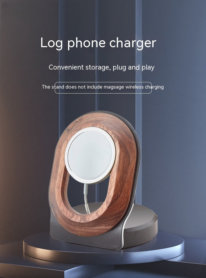 Walnut Magsafe Magnetic Wireless Charging Bracket Mobile Phone Solid Wood Base Wooden