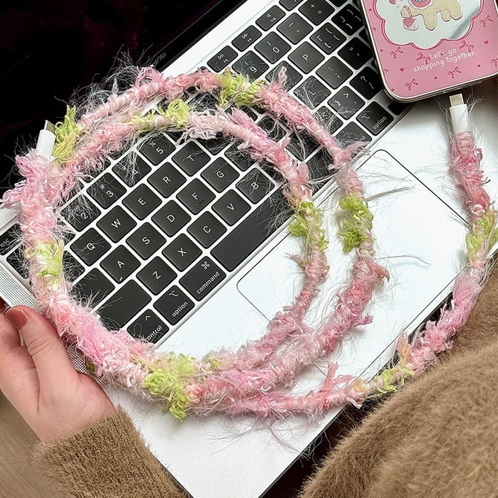 Original Plush Cherry Blossom Powder Data Cable