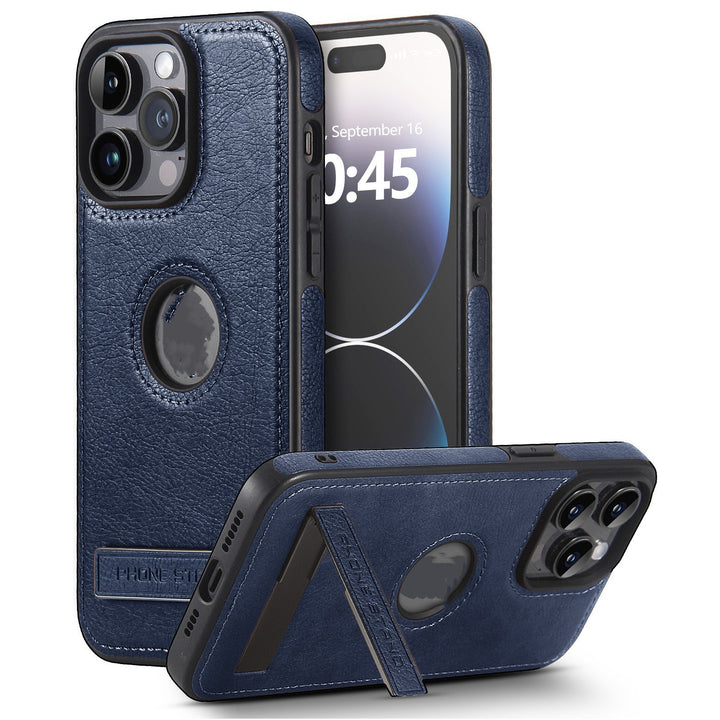 Leather Pattern Bracket Phone Case Drop-resistant