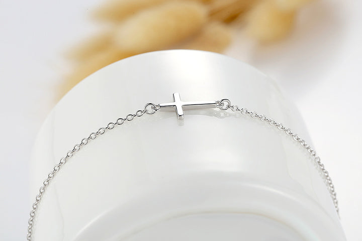 Sterling Silver Simple Cross S925 Sterling Silver Brățară Sterling Silver Bijuterii