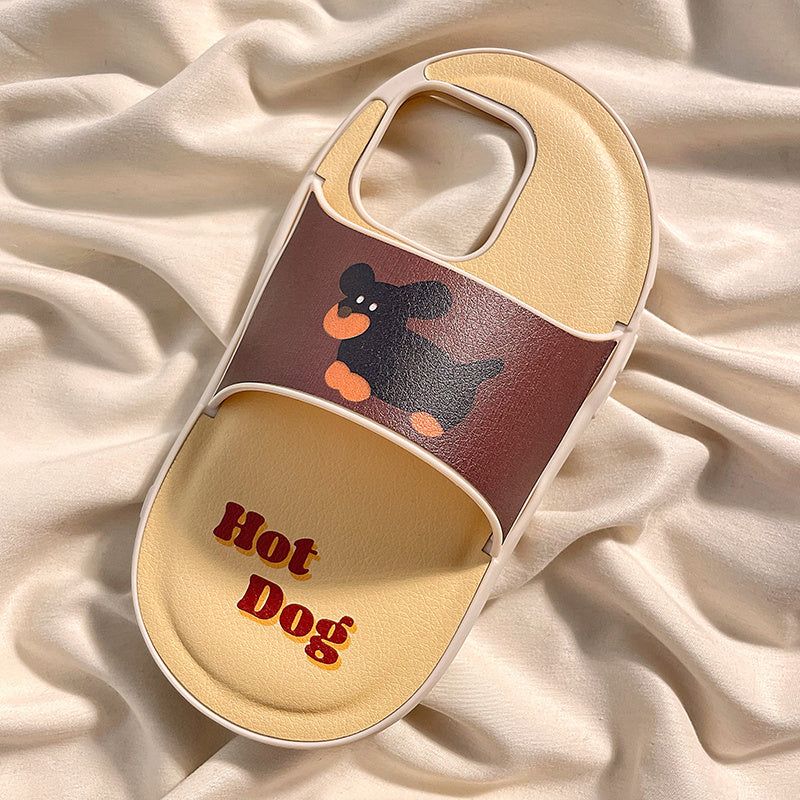 Cartoon Dog Slippers Suitable For 14 Phone Case 15 Pro13pro Leather 15promax Girl Heart 12 11 Silicone 14pro Phone Case