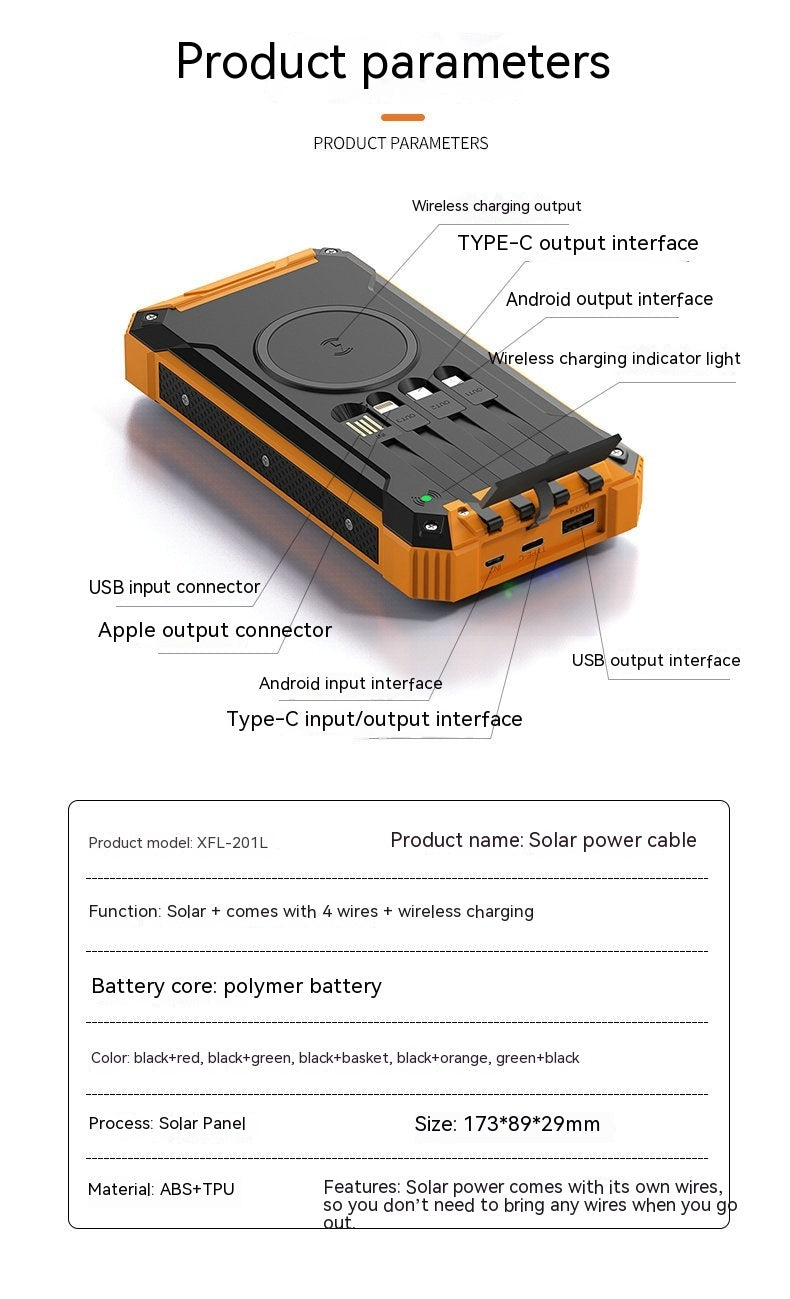 Home Wireless Charging Solar Portable Power Source