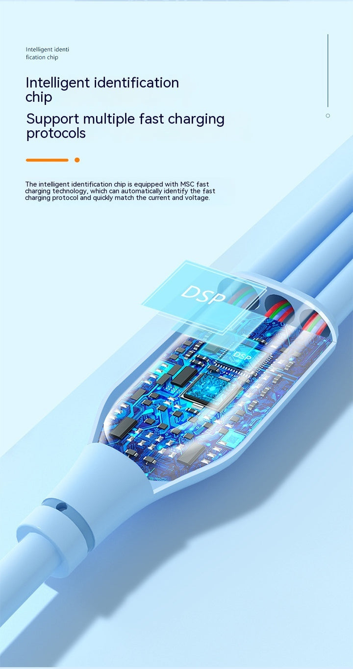 6A Super Fast Charge One-to-three Elbow Data Cable