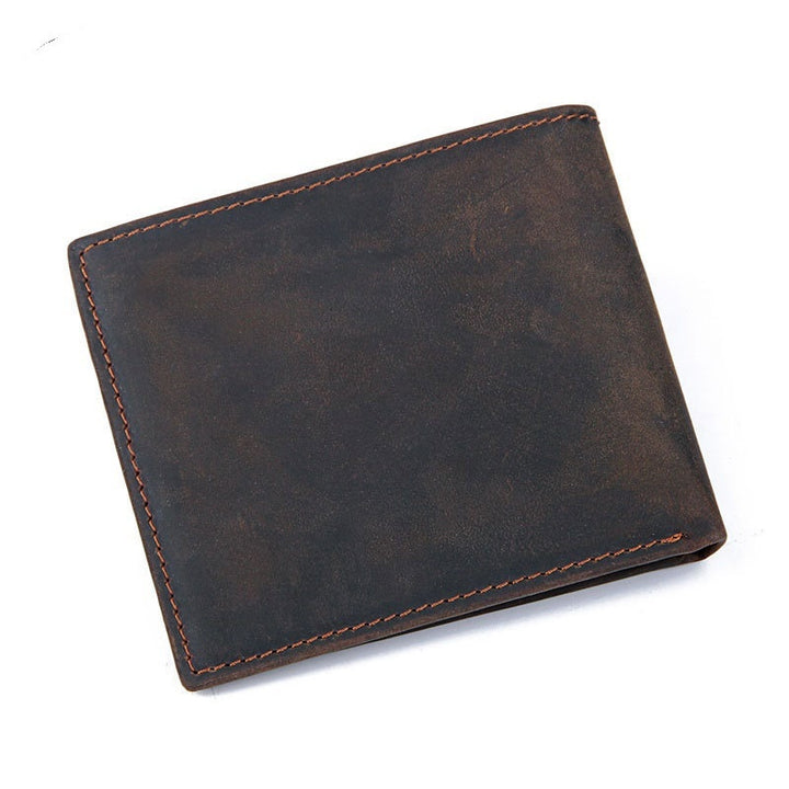 Vintage Men's Wallet Top Layer Crazy Horse Skin Multifunction