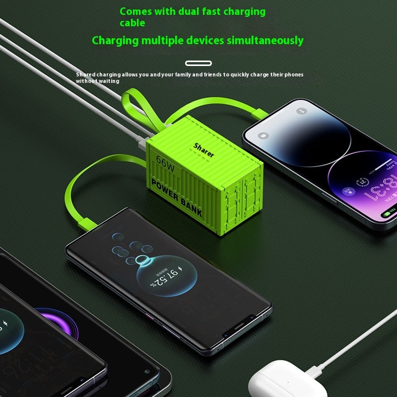 Container creativ de mare capacitate cu Linie 66W Super Fast Power Bank 20000 MA Fursă de alimentare mobilă