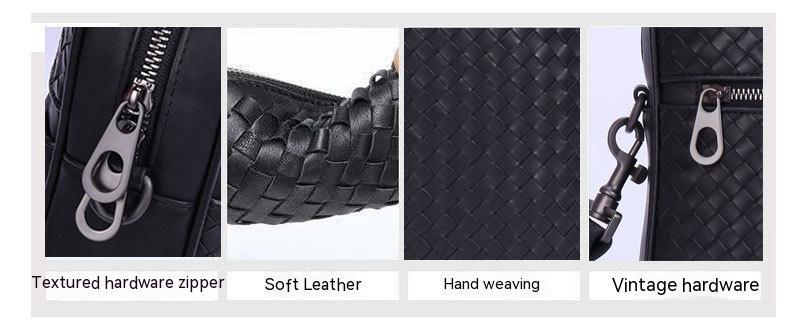 Men's Versatile Waxing Calf Skin Handmade Woven Men's Bag Trendy Fashion Clutch