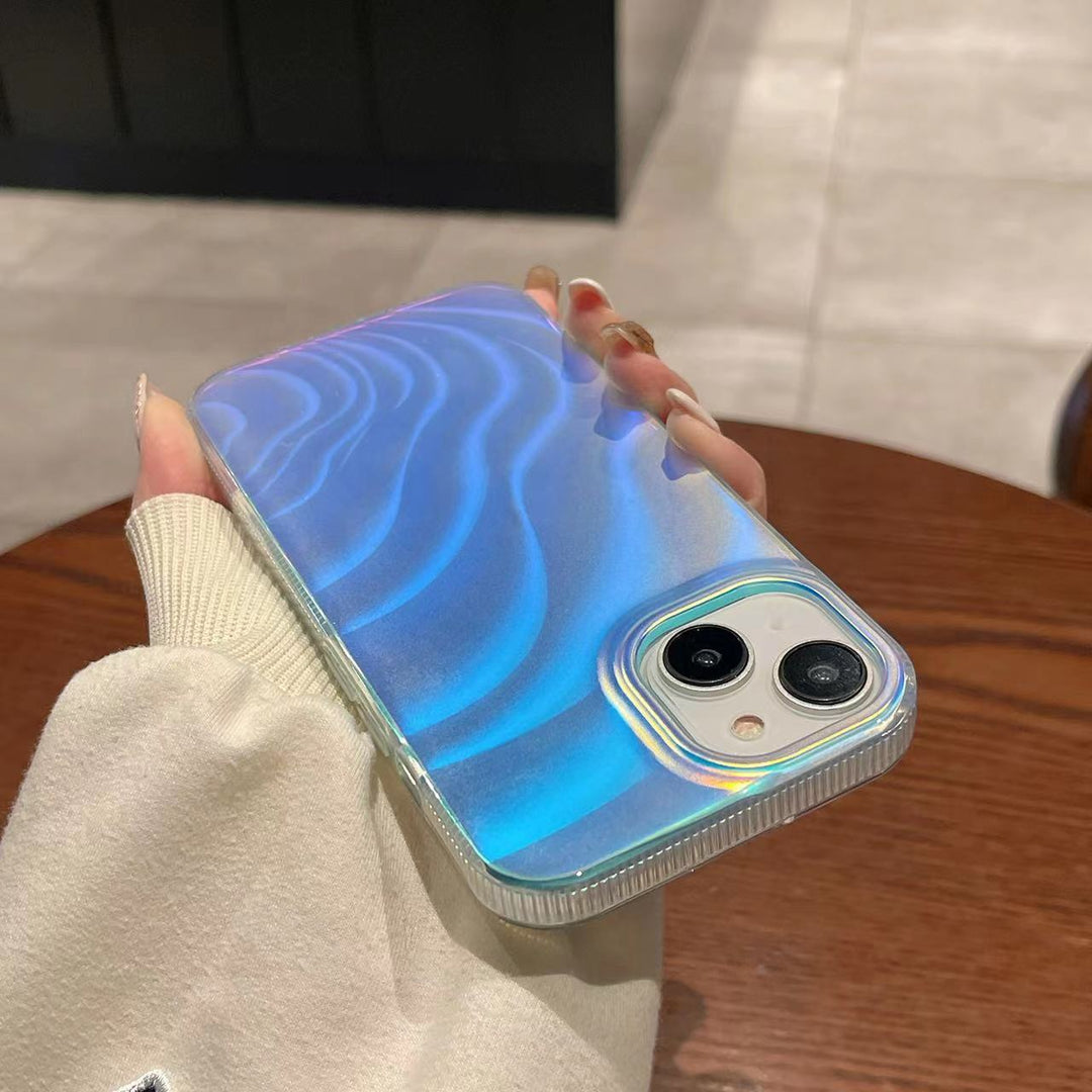 Three-dimensional Wave Laser Phone Case Aurora Discoloration