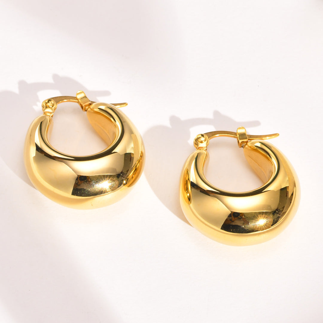 Stainless Steel 18K Gold Hollow Earrings