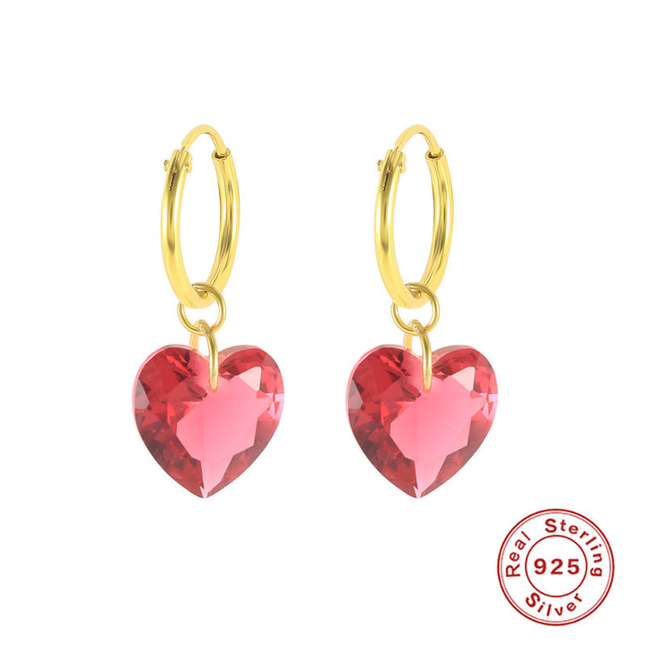 S925 Sterling Silver Heart-shaped Crystal Earrings