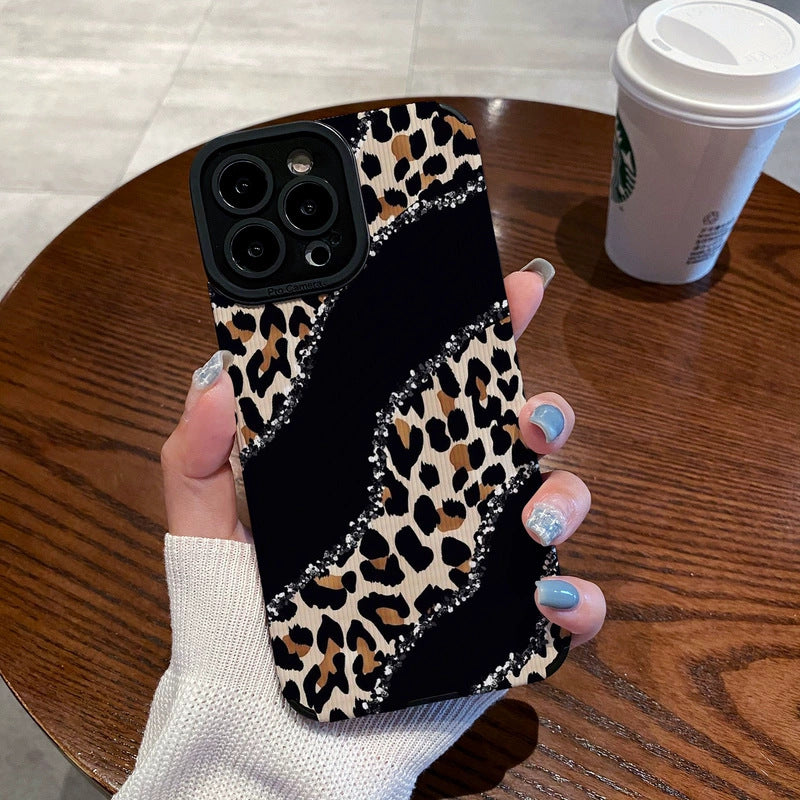 Carcasă de telefon cu rezistență verticală cu leopard de nișă