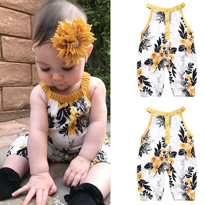 Sleeveless Floral Jumpsuit Jumpsuit Ins Children's Clothing