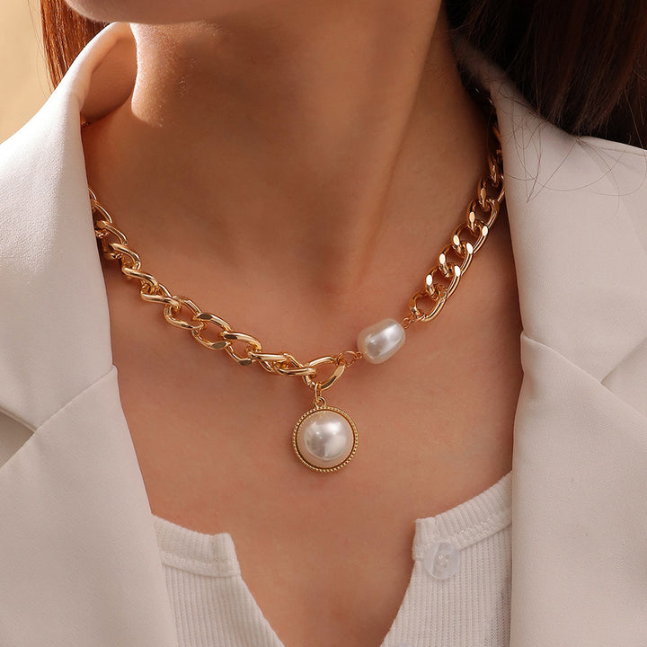 Creative Punk Hip Hop Chain Pearl Necklace