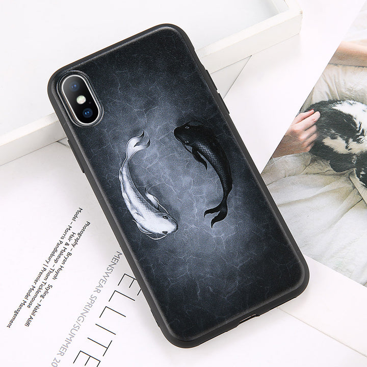 Soft cartoon cat dog fish pattern mobile phone case