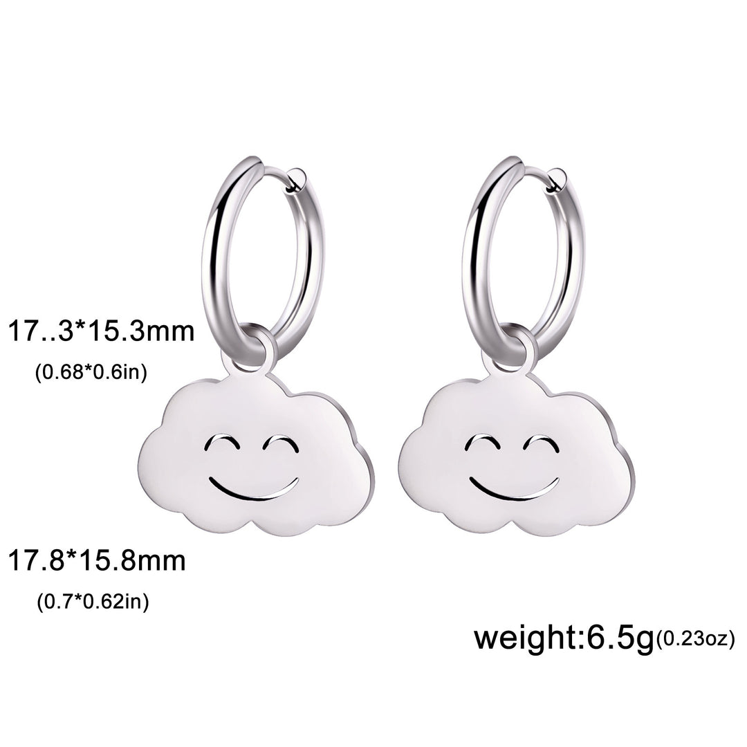 Cut Titanium Steel Cute Sweet Face Cloud Earrings