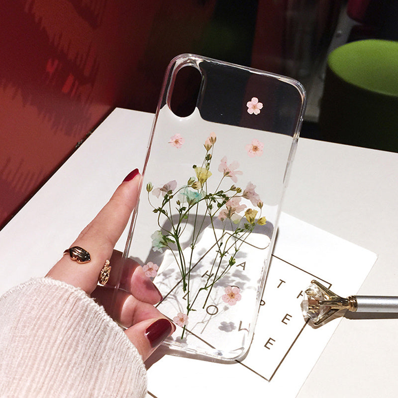 Compatible With Compatible With  , Qianliyao Dried Real Flower Cases For I  XR Case Handmade Clear Soft Back Cover For