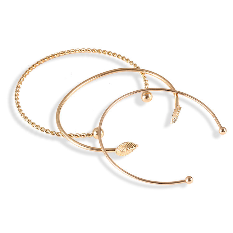 Simple personality leaf three-piece bracelet