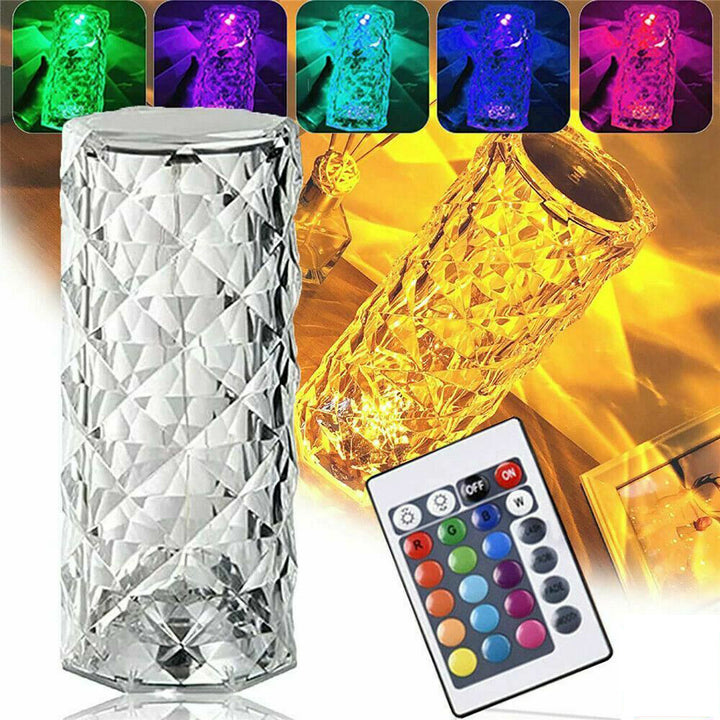 LED Crystal Table Lampa Diamond Rose Night Light Touch Atmosferă și telecomandă