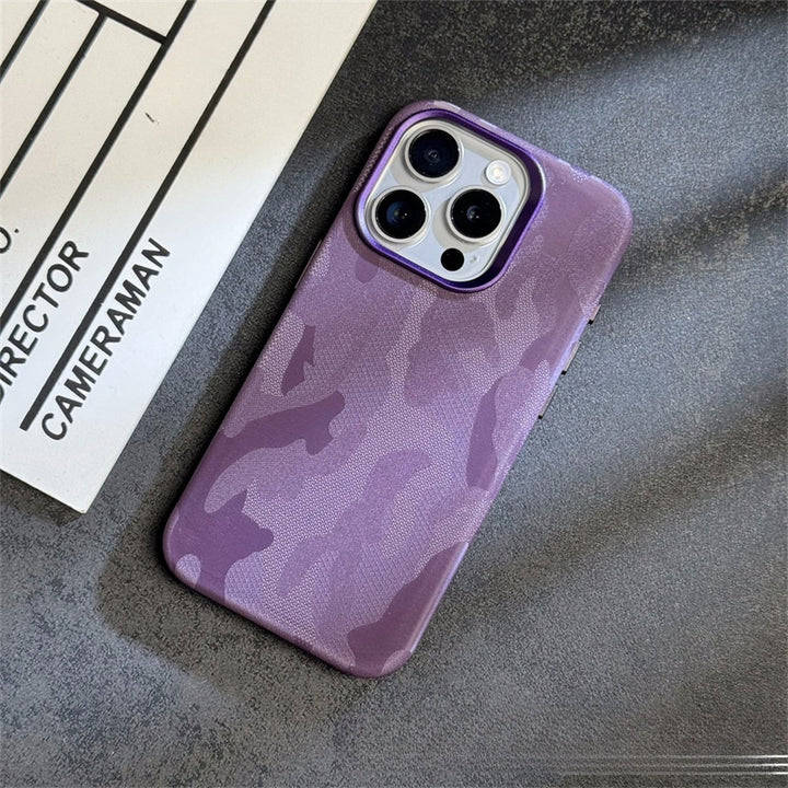 Phone Case Advanced Simple Camouflage Leather Magnetic Drop-resistant Protective Case