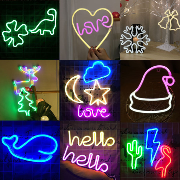 Lumini de neon decorative noaptea